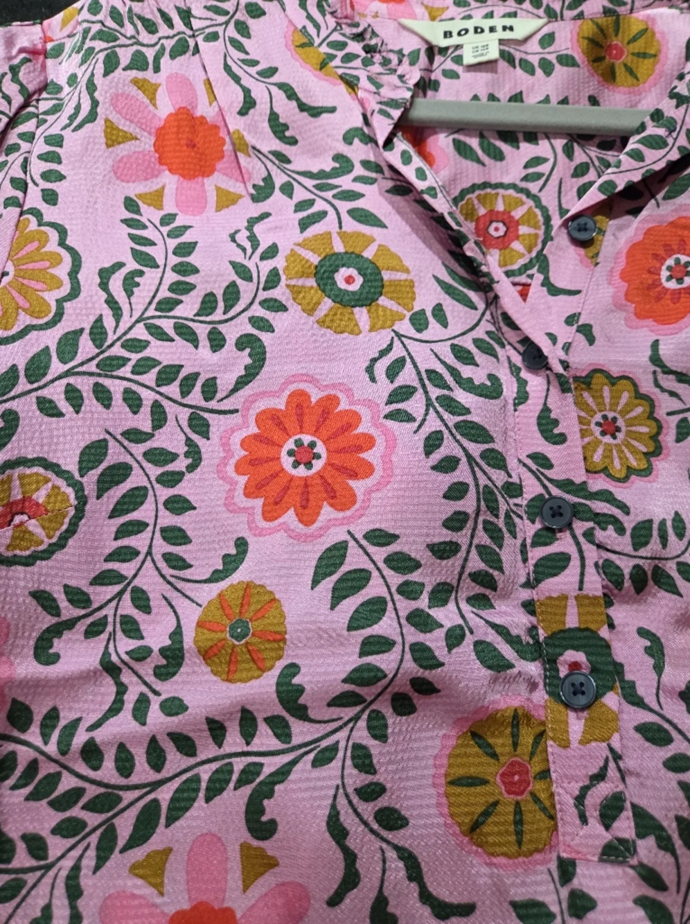 Boden Pink Floral Belted Midi Satin Dress - Size 14 - Picture 9 of 12